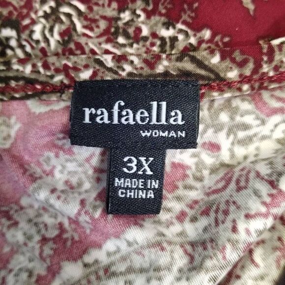 NWT Rafaella Textured Scoop Neck Blouse Sz 3X Burgundy Red Paisley - Picture 6 of 10